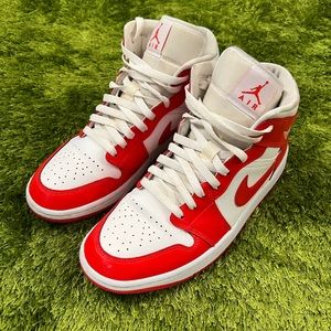Air Jordan 1 Mid Habanero Red & White Womens size 10 Mens size 8.5